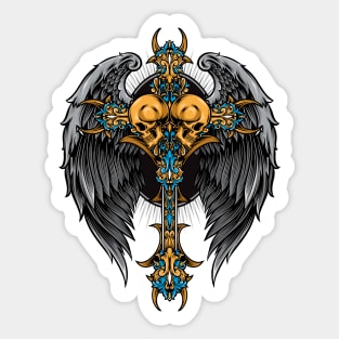 Skull Cross Wings Sticker